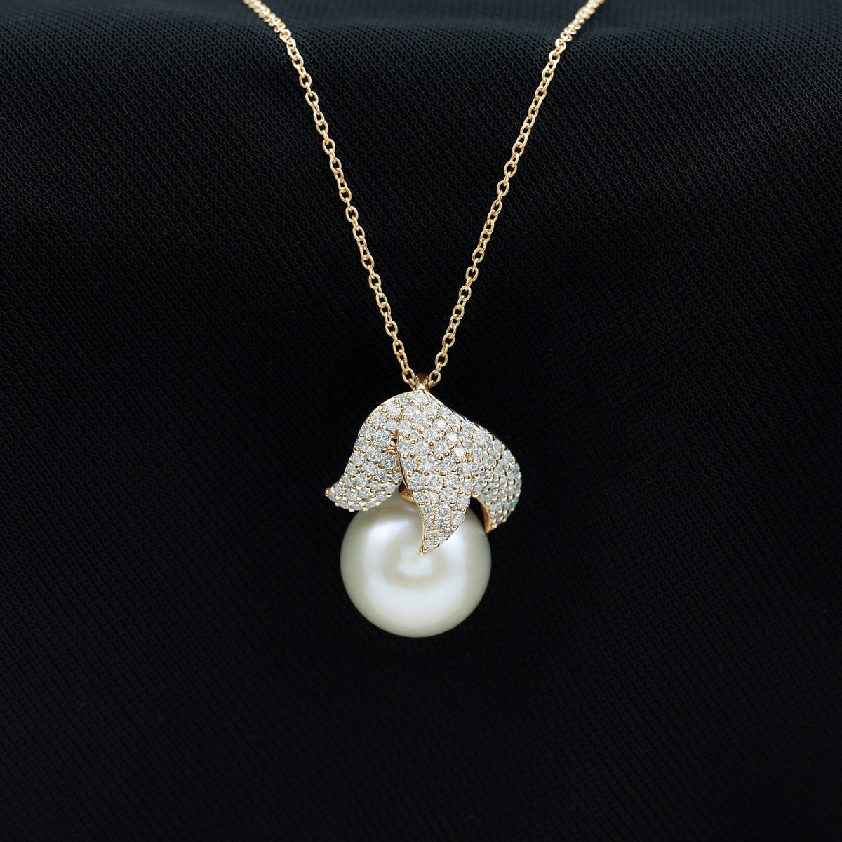 Certified Freshwater Pearl Bridal Necklace with Lab Diamond