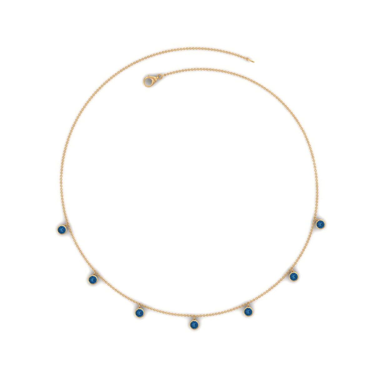 Real London Blue Topaz Station Necklace in Bezel Setting