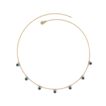 Real London Blue Topaz Station Necklace in Bezel Setting