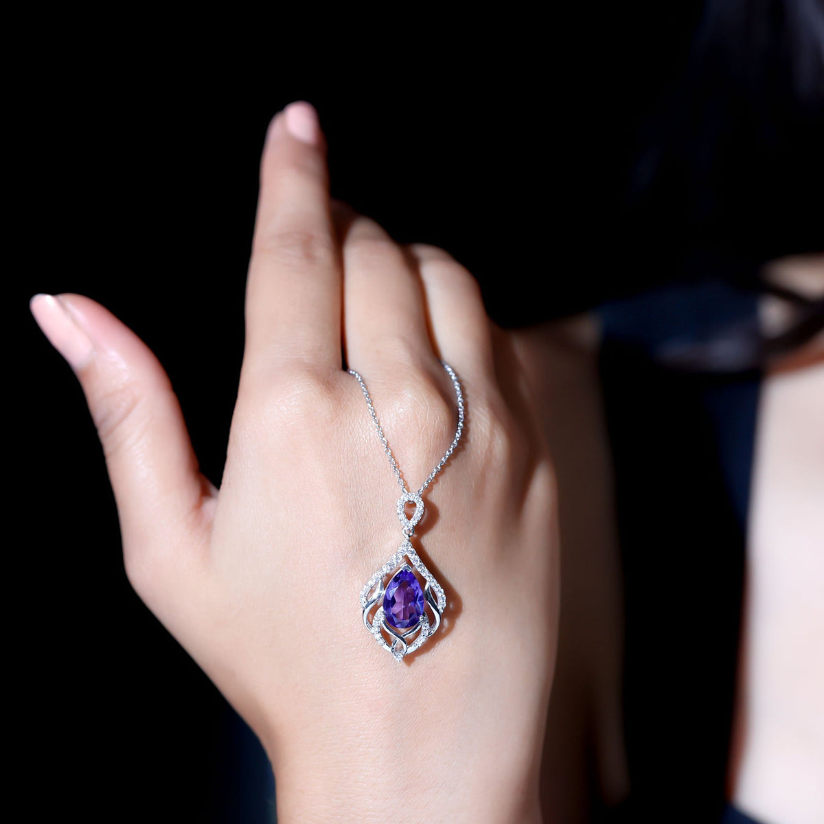 Lab Grown Blue Sapphire Designer Bridal Necklace with Diamond