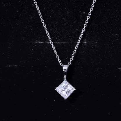 3 CT Princess Cut Moissanite Solitaire Pendant Necklace For Women