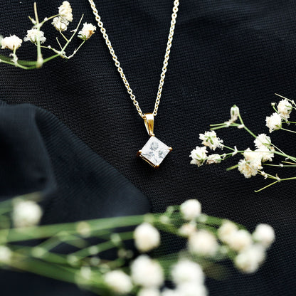 3 CT Princess Cut Moissanite Solitaire Pendant Necklace For Women