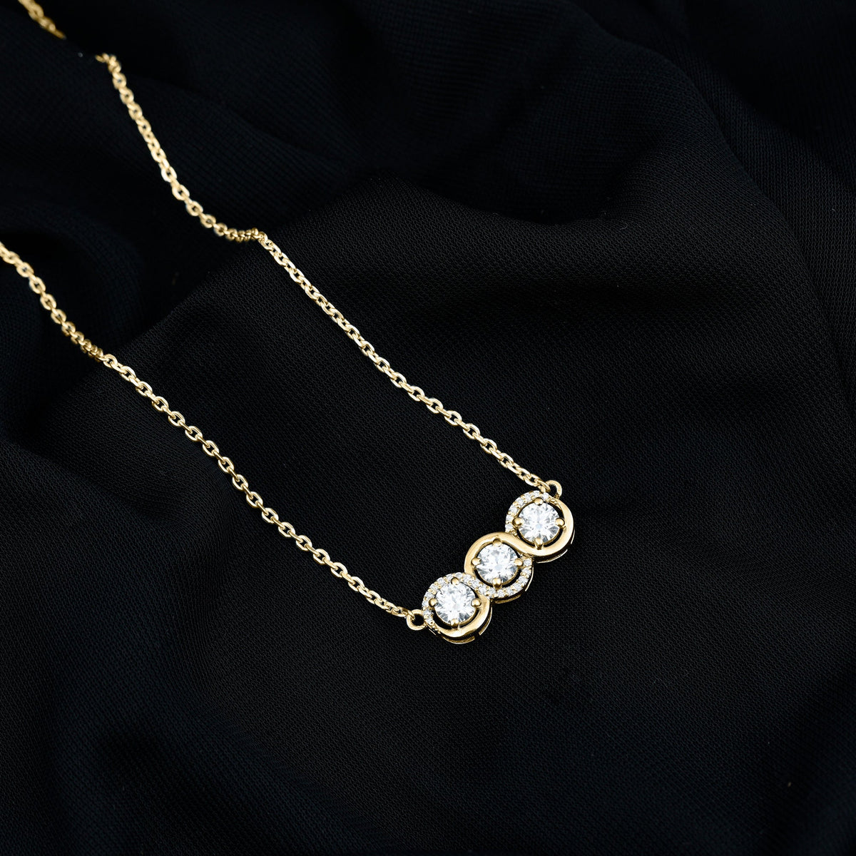 Certified Lab Grown Diamond 3 Stone Necklace For Her