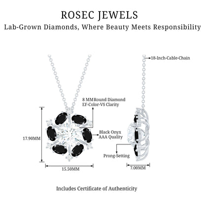 Lab Grown Diamond Cocktail Necklace With Black Onyx