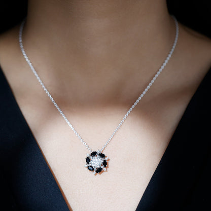 Lab Grown Diamond Cocktail Necklace With Black Onyx
