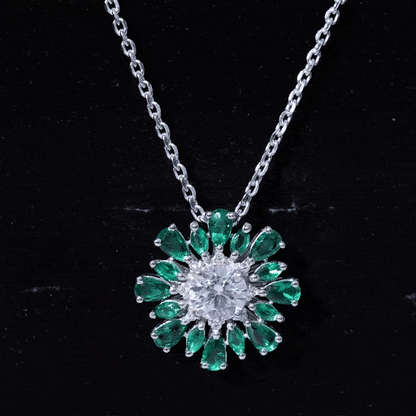 Certified 1.2 Carat Lab Grown Diamond Statement Necklace With Emerald