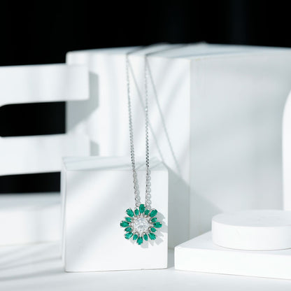 Certified 1.2 Carat Lab Grown Diamond Statement Necklace With Emerald