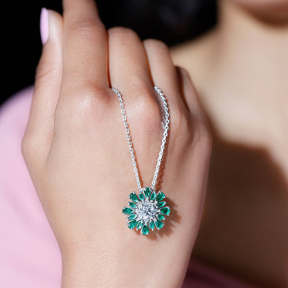 Certified 1.2 Carat Lab Grown Diamond Statement Necklace With Emerald