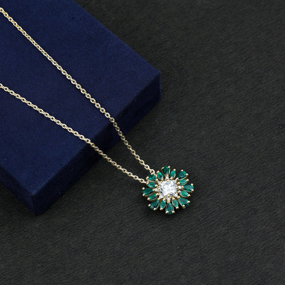 Certified 1.2 Carat Lab Grown Diamond Statement Necklace With Emerald