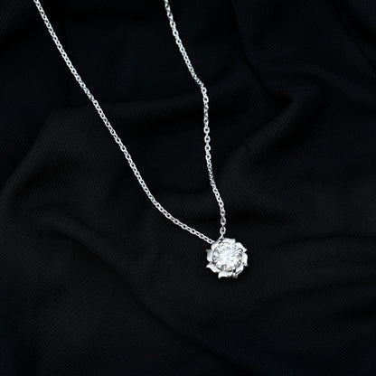 2 Carat Solitaire Lab Grown Diamond Flower Necklace