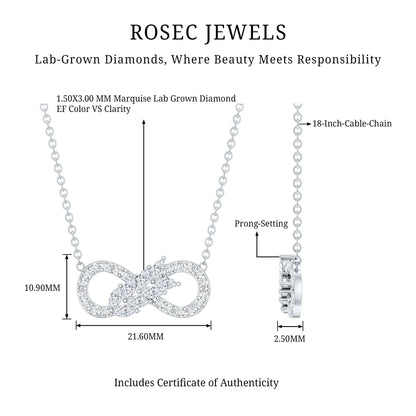 Lab Grown Diamond Infinity Love Knot Necklace For Women