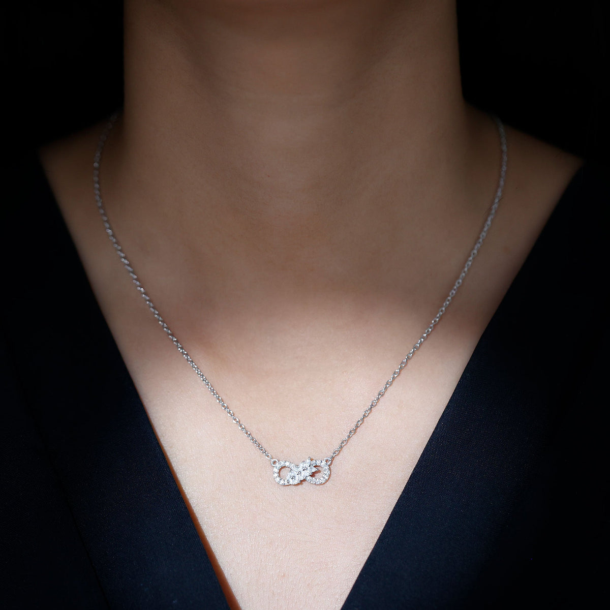 Lab Grown Diamond Infinity Love Knot Necklace For Women