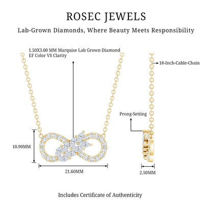Lab Grown Diamond Infinity Love Knot Necklace For Women
