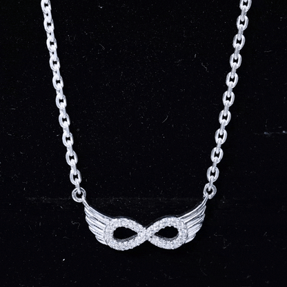 Sideways Pave Set Lab Grown Diamond Angel Wing Necklace