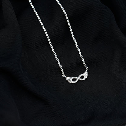 Sideways Pave Set Lab Grown Diamond Angel Wing Necklace