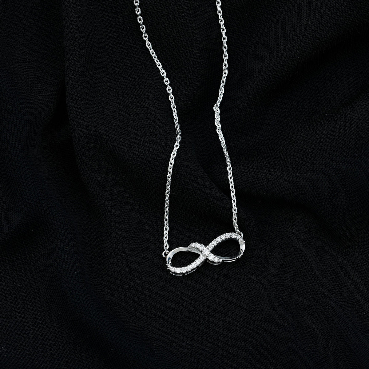 Lab Grown Diamond Infinity Knot Necklace with Accent