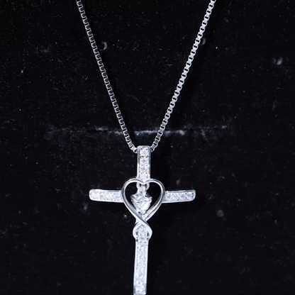 Certified Lab Grown Diamond Cross Heart Necklace