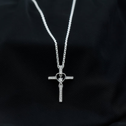 Certified Lab Grown Diamond Cross Heart Necklace