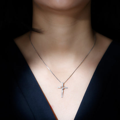 Certified Lab Grown Diamond Cross Heart Necklace