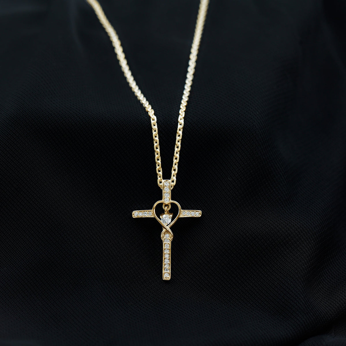 Certified Lab Grown Diamond Cross Heart Necklace