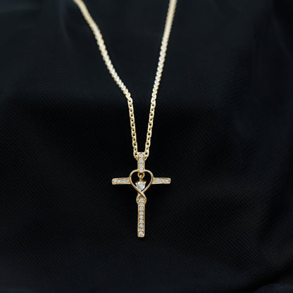Certified Lab Grown Diamond Cross Heart Necklace