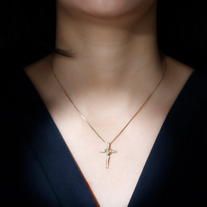 Certified Lab Grown Diamond Cross Heart Necklace