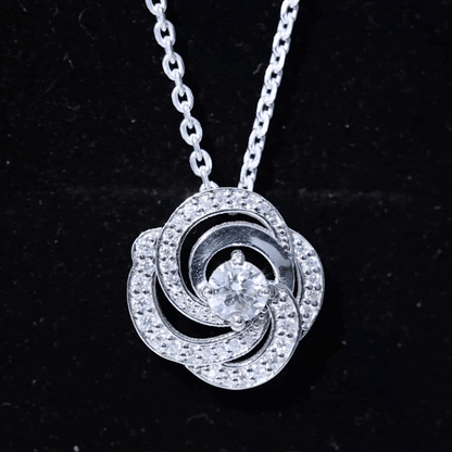 Lab Grown Diamond Prong Set Flower Pendant Necklace