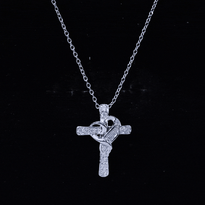 Certified Lab Grown Diamond Heart Cross Necklace