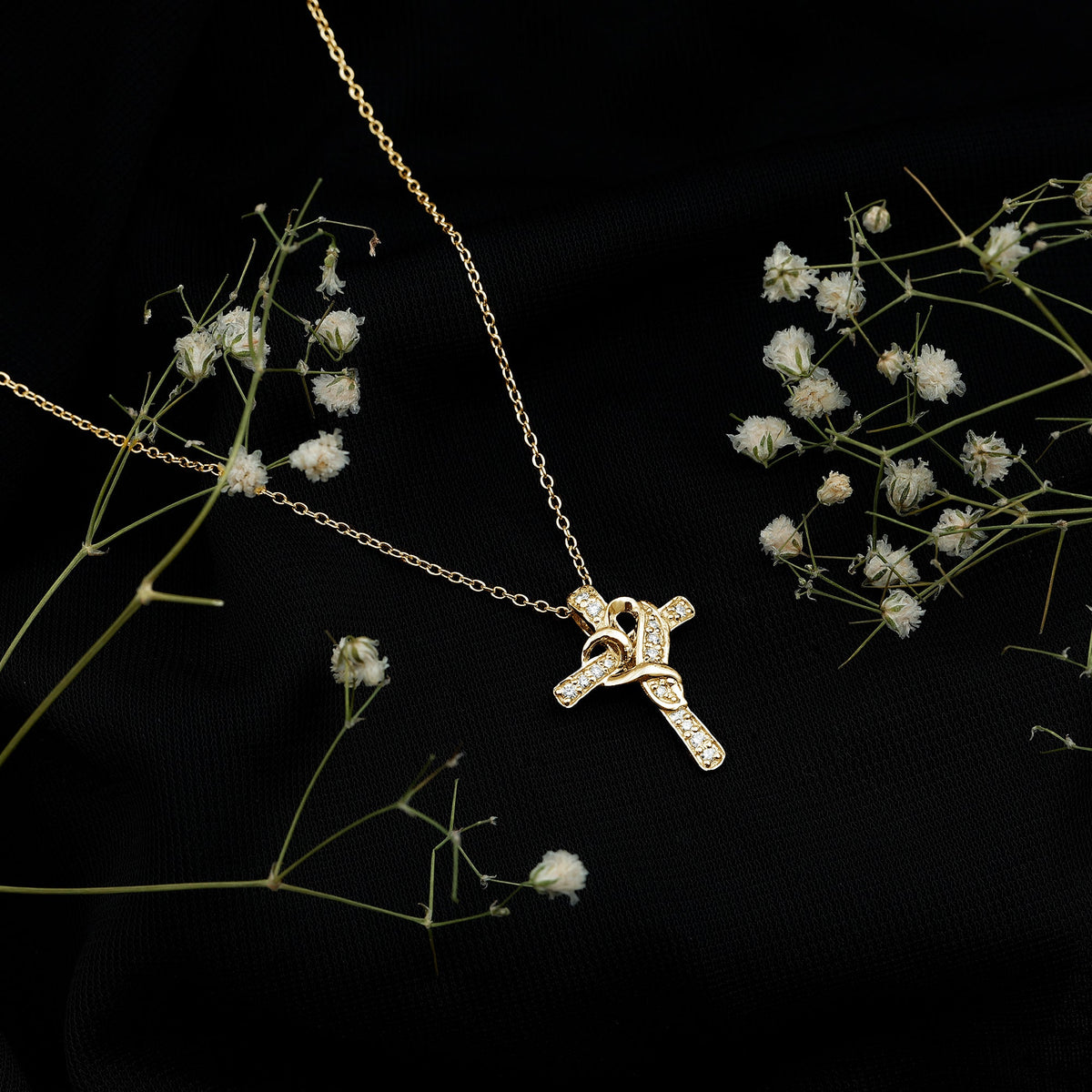 Certified Lab Grown Diamond Heart Cross Necklace