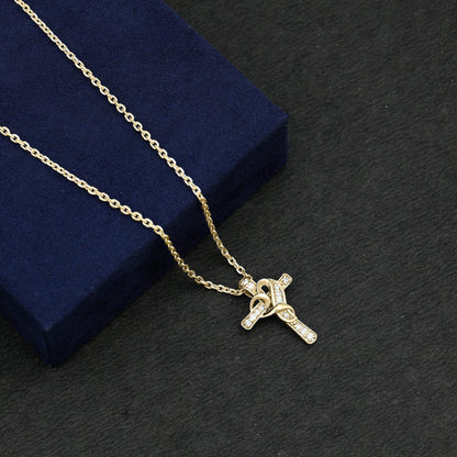 Certified Lab Grown Diamond Heart Cross Necklace