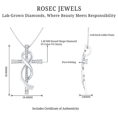 Certified Lab Grown Diamond Accent Cross Infinity Necklace