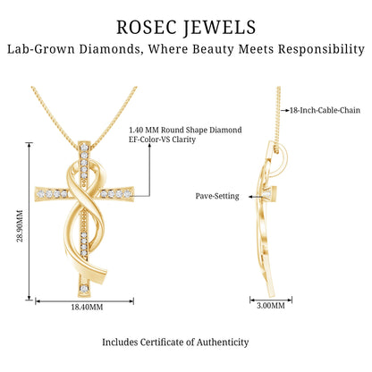 Certified Lab Grown Diamond Accent Cross Infinity Necklace
