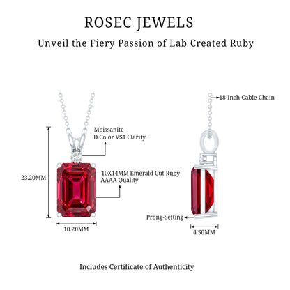 5 Carat Lab Grown Ruby Statement Pendant Necklace for Women