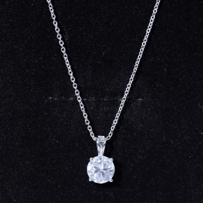 Certified 2 Carat Solitaire Moissanite Pendant Necklace with Silver Chain