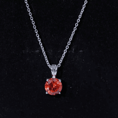 Lab Grown Orange Sapphire 2.25 Carat Necklace With Silver Chain