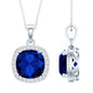 9 Carat Cushion Cut Lab Created Blue Sapphire Cocktail Necklace