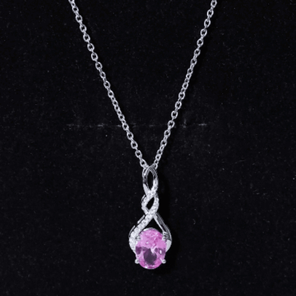 1.5 Carat Lab Grown Pink Sapphire Infinity Necklace with Silver Chain