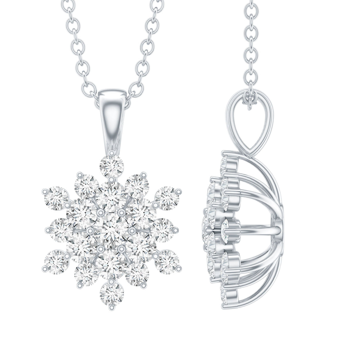 Certified Round Cut Moissanite Snowflakes Necklace for Women