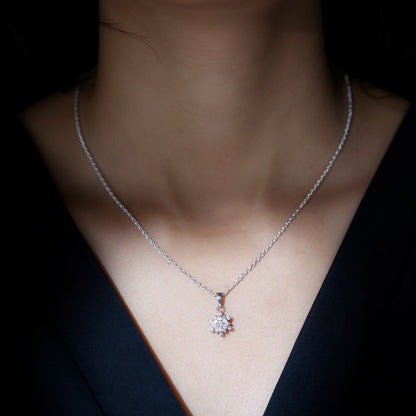 Certified Round Cut Moissanite Snowflakes Necklace for Women