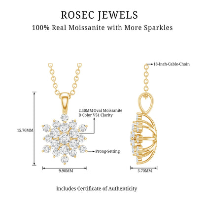 Certified Round Cut Moissanite Snowflakes Necklace for Women