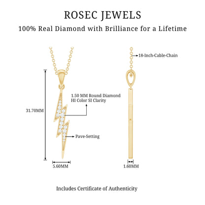 Natural Diamond Lightning Bolt Necklace for Her