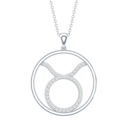 Certified Moissanite Taurus Zodiac Sign Pendant Necklace
