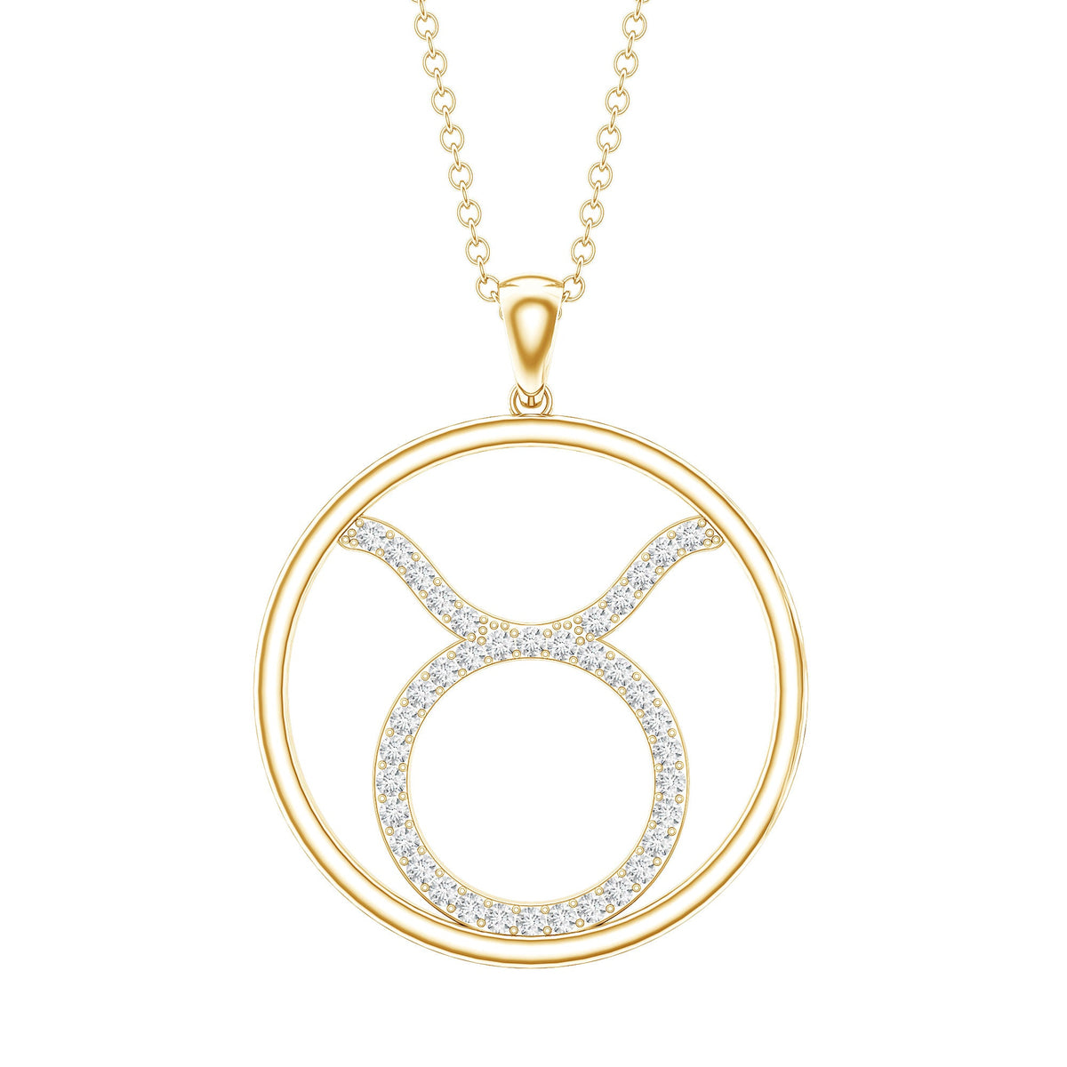 Certified Moissanite Taurus Zodiac Sign Pendant Necklace