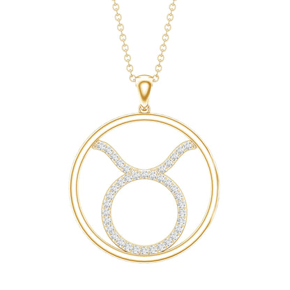 Certified Moissanite Taurus Zodiac Sign Pendant Necklace