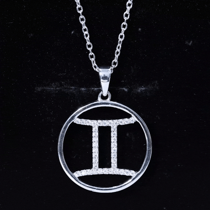 Certified Moissanite Gemini Zodiac Sign Pendant Necklace