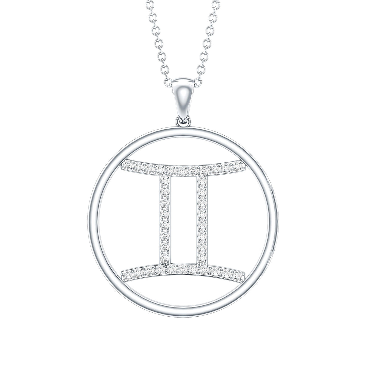 Certified Moissanite Gemini Zodiac Sign Pendant Necklace