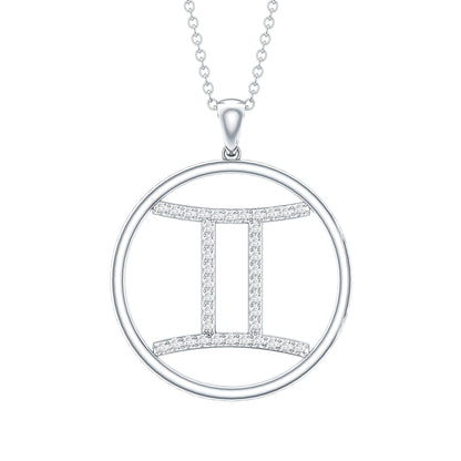 Certified Moissanite Gemini Zodiac Sign Pendant Necklace
