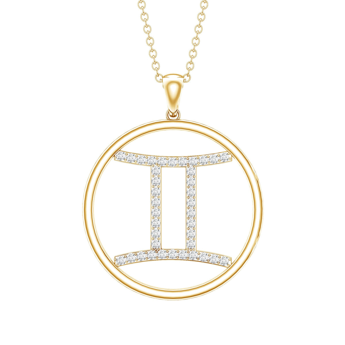 Certified Moissanite Gemini Zodiac Sign Pendant Necklace