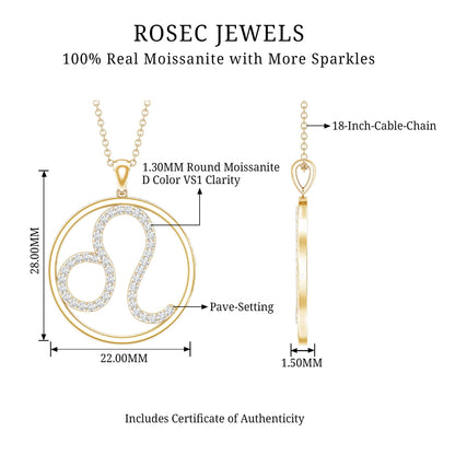 Certified Moissanite Leo Zodiac Sign Necklace