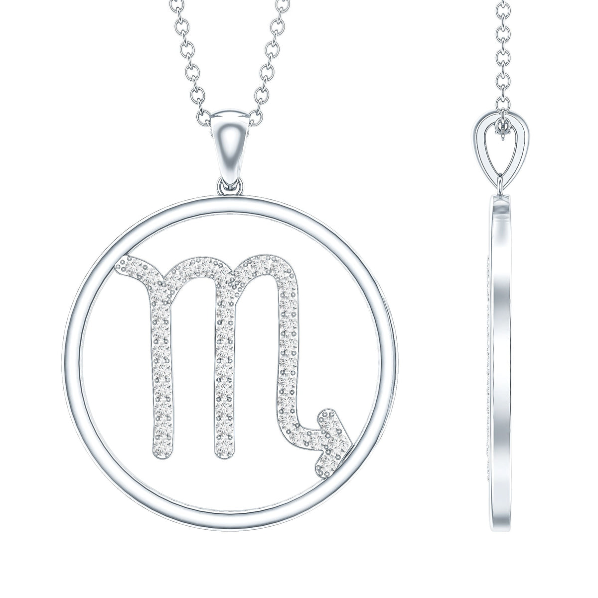 Certified Moissanite Scorpio Zodiac Pendant Necklace